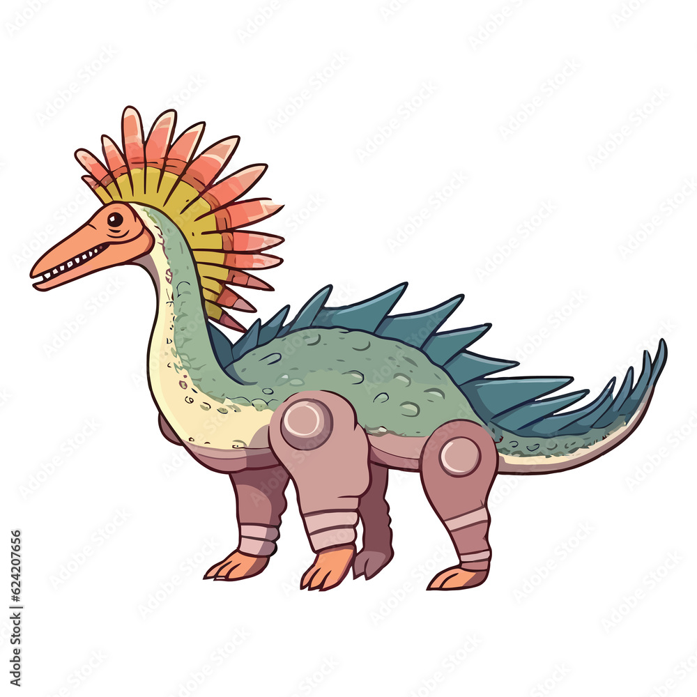 Naklejka premium Cute Spinosaurus Dinosaur Illustration