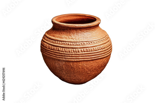 Earthen pot. isolated object, transparent background