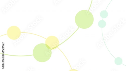 円が円の軌跡でランダムに回転、動く抽象的なイラスト背景