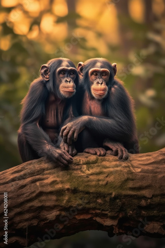 Cute Beautiful Chimps  Wildlife Photography  Generative AI
