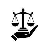 Law icon. Law firm logo design. Justice balance scale and book combination Attorney, legal, judicial council, Law court logo and icon design vector, black and white.