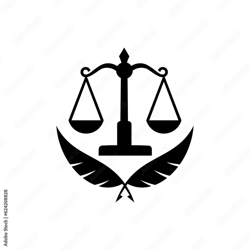 Law icon. Law firm logo design. Justice balance scale. Attorney, legal, judicial council, Law court logo and icon design vector, black and white. Law icon. Law firm logo design. Justice balance scale. Attorney, legal, judicial council, Law court logo and icon design vector, black and white.