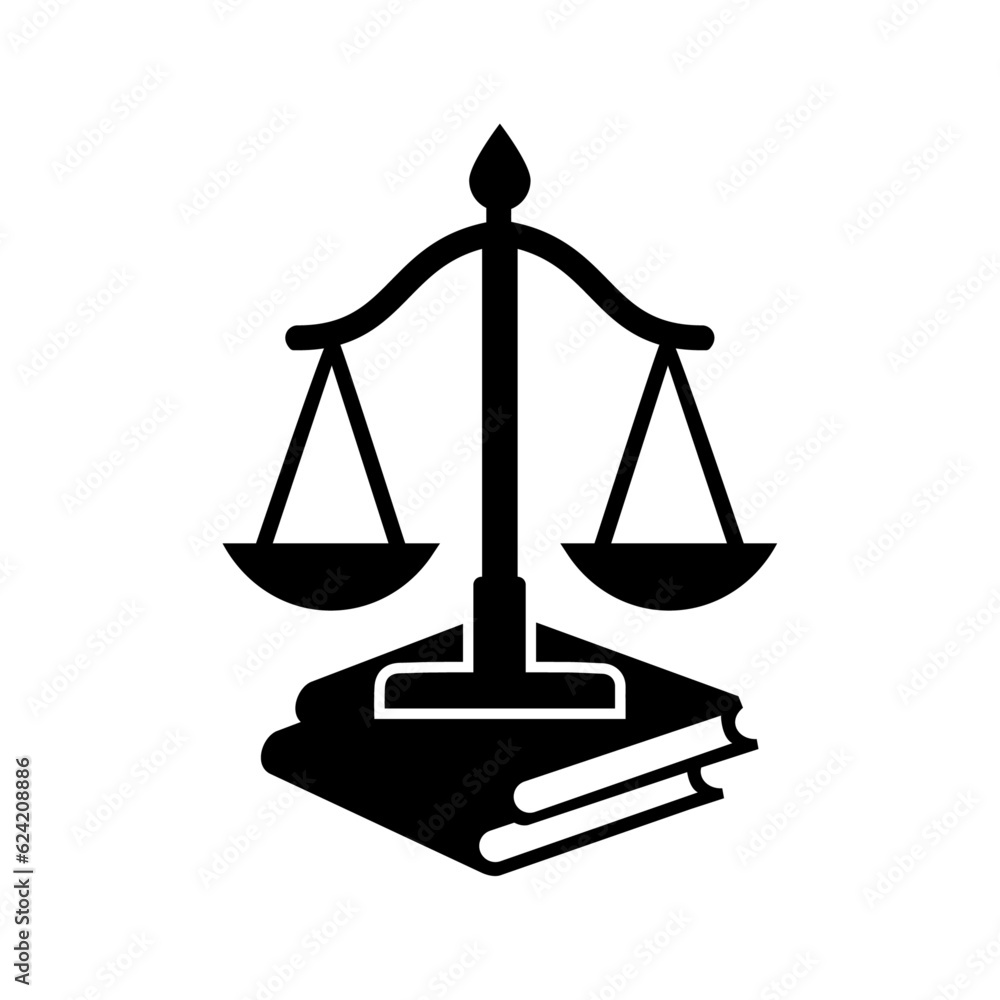 Law icon. Law firm logo design. Justice balance scale. Attorney, legal, judicial council, Law court logo and icon design vector, black and white. Law icon. Law firm logo design. Justice balance scale. Attorney, legal, judicial council, Law court logo and icon design vector, black and white.