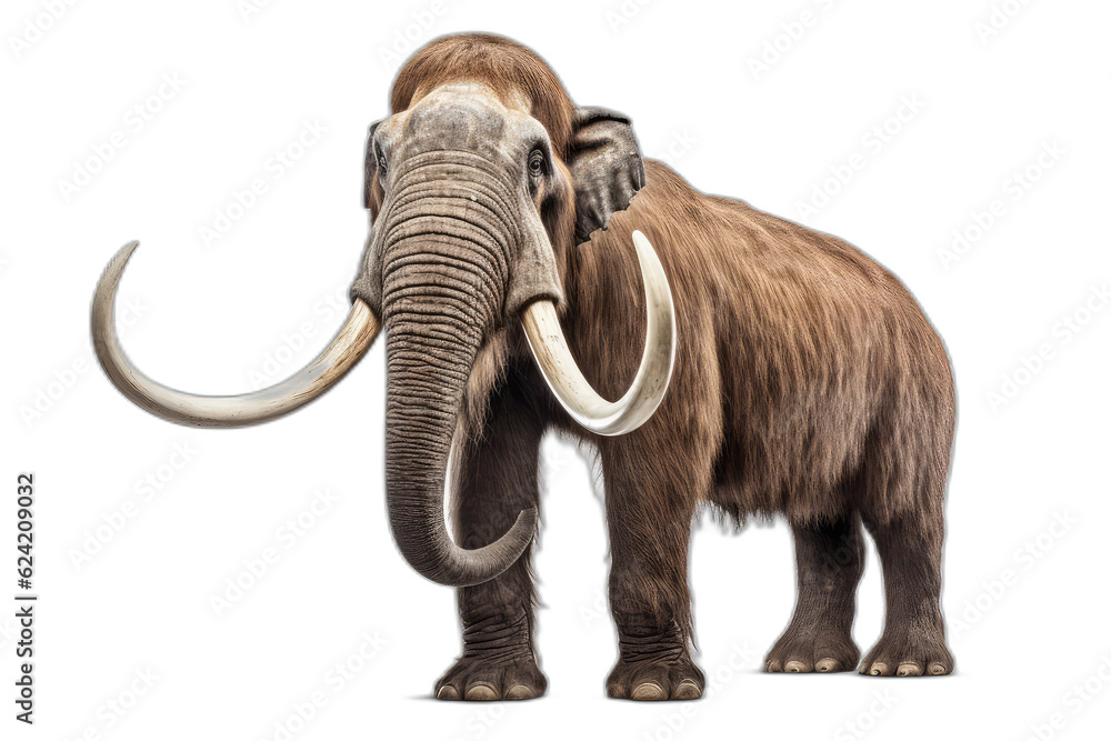 Obraz premium png of a realistic extinct mammoth, no background, isolated. Generative AI