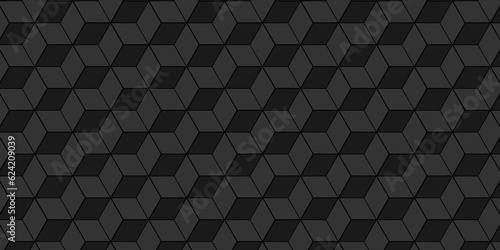 Seamless dark black cube square geometric pattern. abstract hexagon type creative pattern tecnology background.