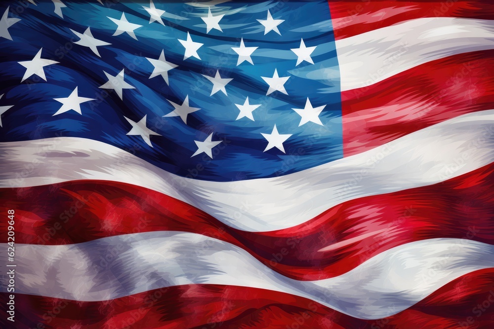 3D illustration of the American flag. ai generative 3D illustration of the American flag. ai generative