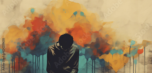 Mental Illness Depression State of Mind Concept, Generative AI Illustration Background Wallpaper