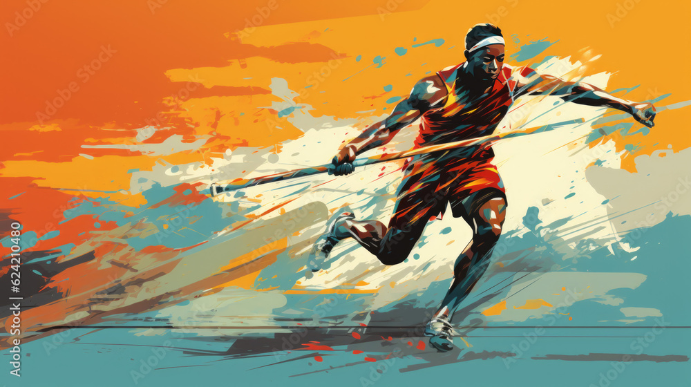 colorful creative illustration of an athlete. Generative AI