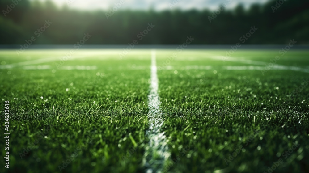 lush green lawn in a football stadium. sport concept. Generative AI