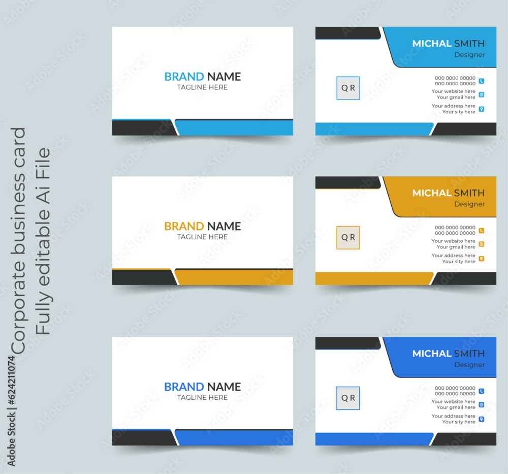 business card design. corporate business card. Modern business card design with front and back.