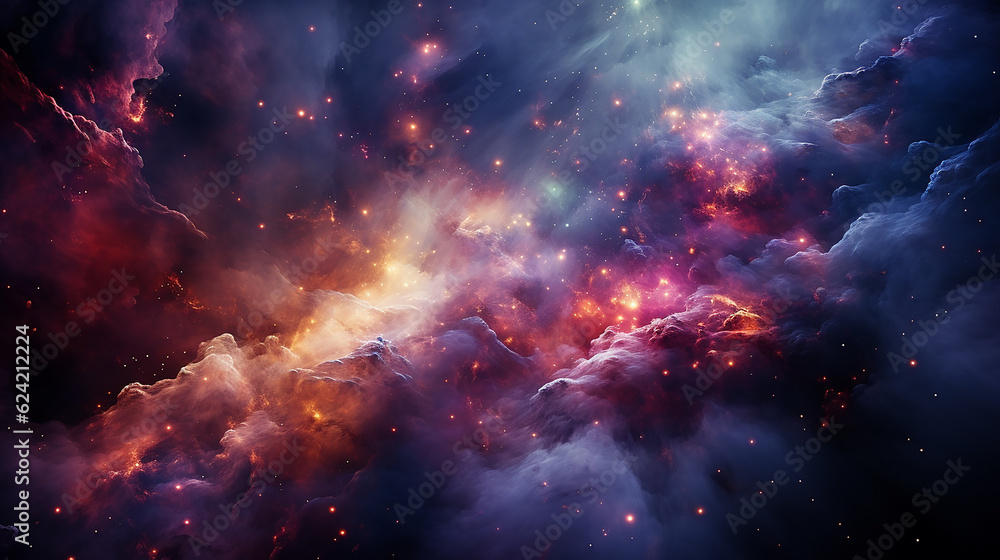 galaxy and nebula photo with purple and pink color tone, hyper realistic Made by AI generated