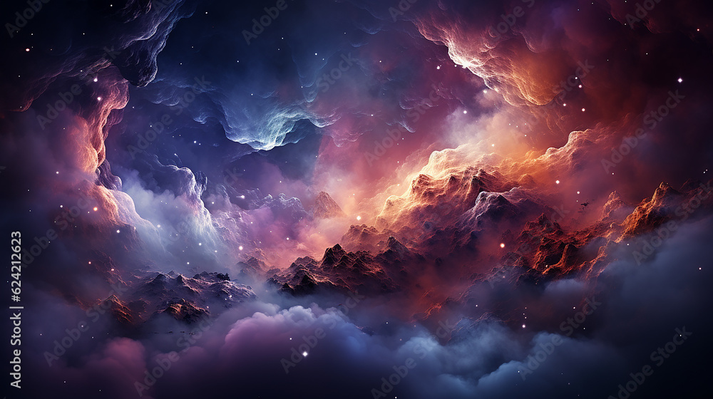 galaxy and nebula photo with purple and pink color tone, hyper realistic Made by AI generated