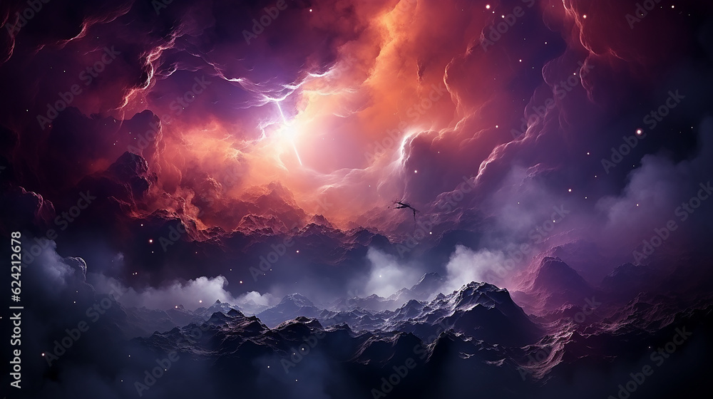 galaxy and nebula photo with purple and pink color tone, hyper realistic Made by AI generated