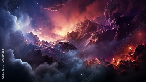 galaxy and nebula photo with purple and pink color tone, hyper realistic Made by AI generated © Pixology