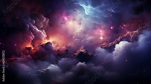 galaxy and nebula photo with purple and pink color tone, hyper realistic Made by AI generated