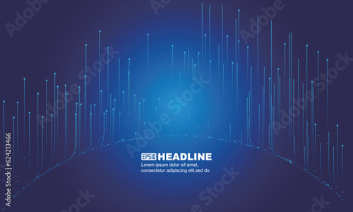 Curved glowing lines extending up the Internet technology background