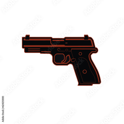 Gun, powerful pistol, handgun, vector illustration isolated