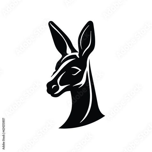 kangaroo head logo icon design illustration, silhouette wallaby isolated on white background