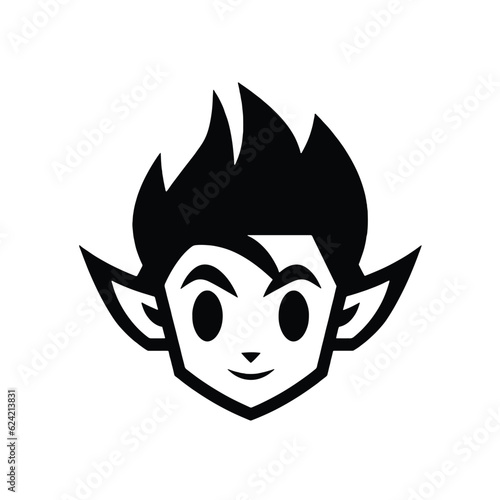 Cute elf logo, christmas elf icon illustration. Festive vector element isolated