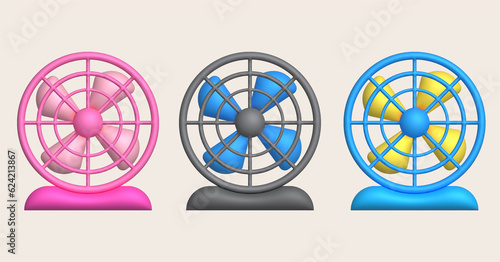 3d illustration electric fan icon for graphic design and decorative element.