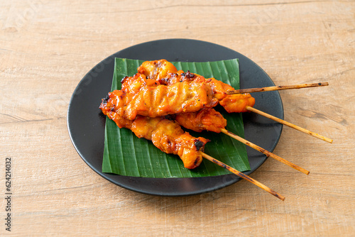 grilled chicken skewer in Asian style photo