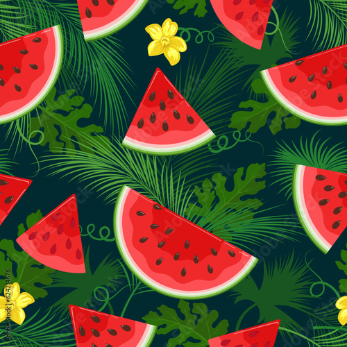 Watermelon tropical seamless pattern