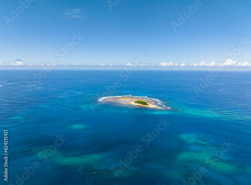 Fototapeta Naklejka Na Ścianę i Meble -  Beautiful Jobo Island surrounded by white sand. Blue sea under blue sky. Mindanao, Philippines.
