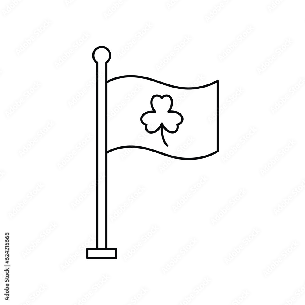 Flag with clover icon design. Clover leaf on the national flag. isolated on white background. vector illustration Flag with clover icon design. Clover leaf on the national flag. isolated on white background. vector illustration
