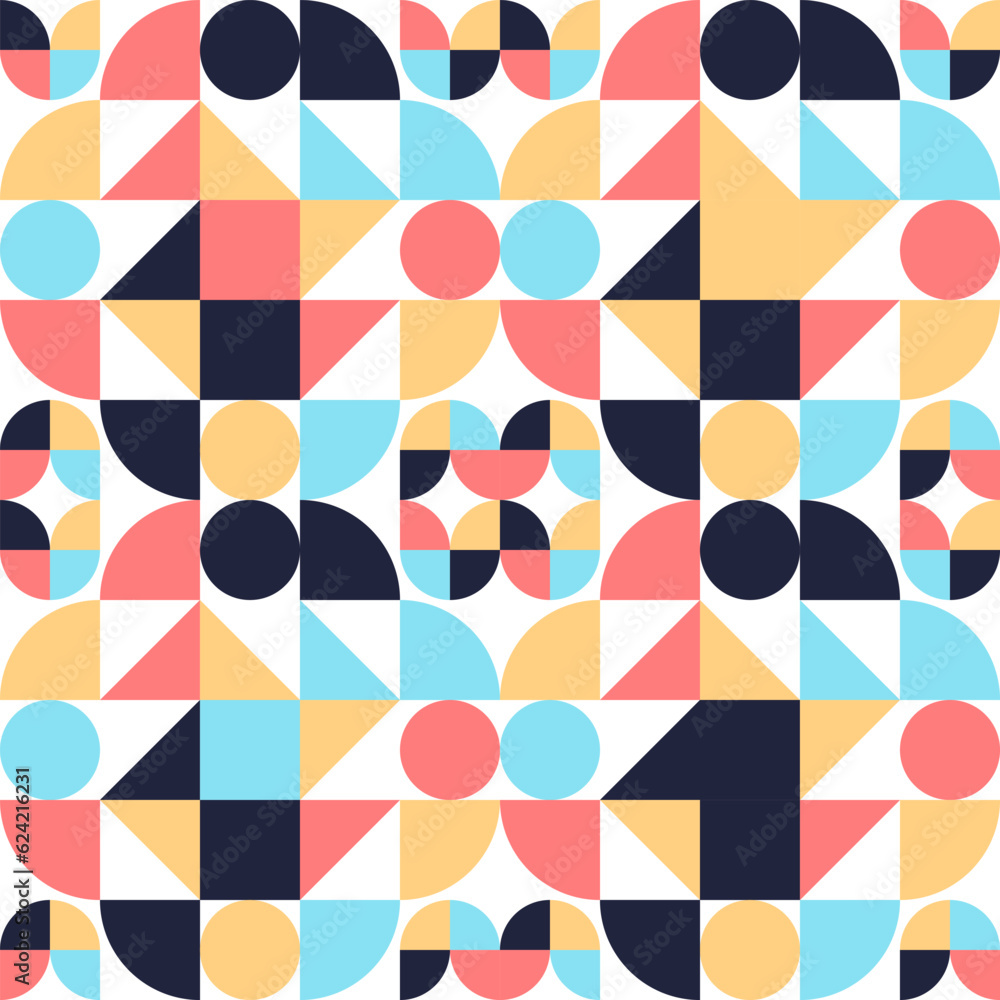 Geometric Mosaic Abstract Pattern Decorative Ornament Background Seamless Vector Illustration White Red Blue Geometric Mosaic Abstract Pattern Decorative Ornament Background Seamless Vector Illustration White Red Blue