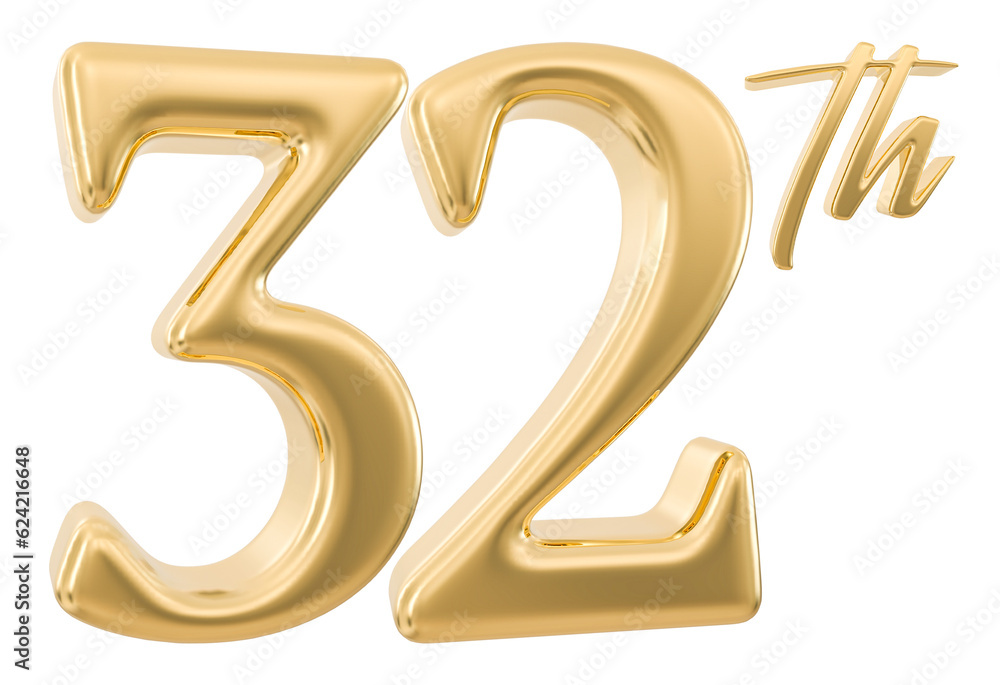 32th Anniversary Number 3d Gold 32th Anniversary Number 3d Gold
