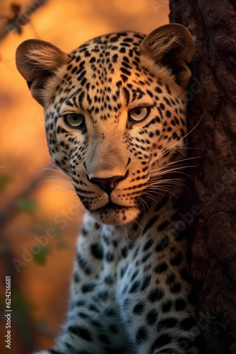 Leopard in its natural Habitat, Wildlife Photography, Generative AI © Vig