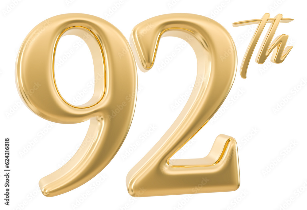 92th Anniversary Number 3d Gold 92th Anniversary Number 3d Gold