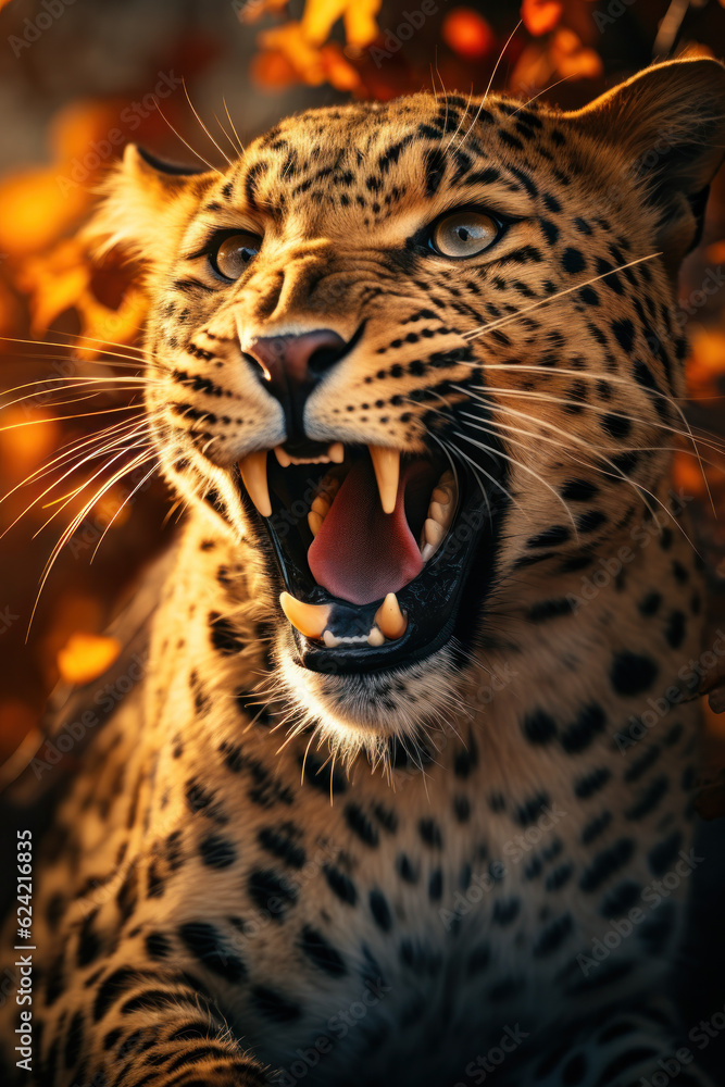 Obraz premium Leopard in its natural Habitat, Wildlife Photography, Generative AI