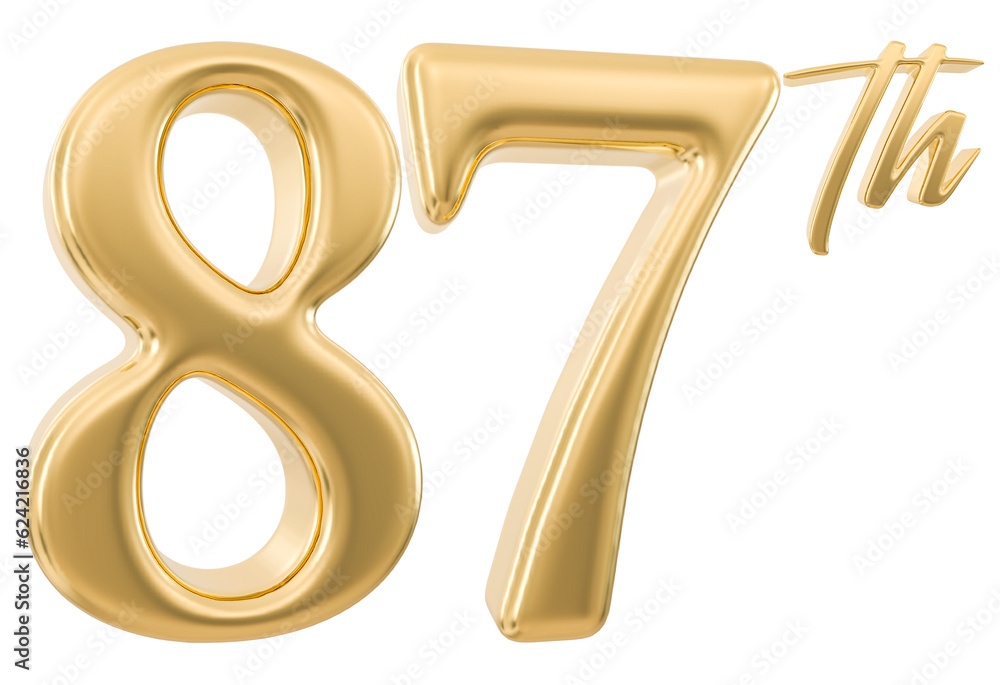 87th Anniversary Number 3d Gold