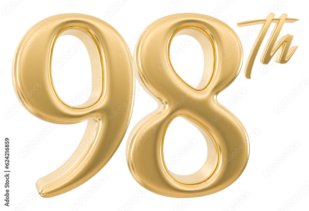 98th Anniversary Number 3d Gold 98th Anniversary Number 3d Gold