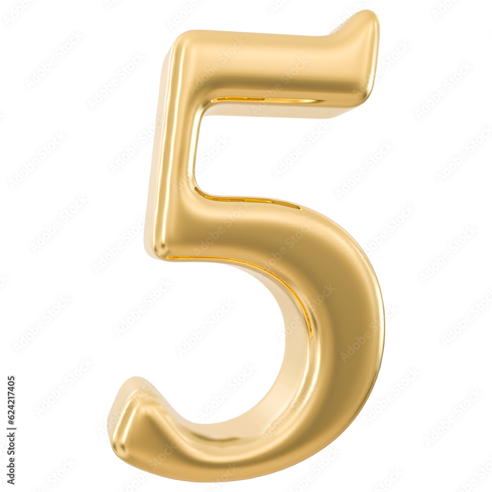 5 Number 3d Gold 5 Number 3d Gold