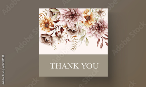 beautiful autumn floral wedding invitation card template