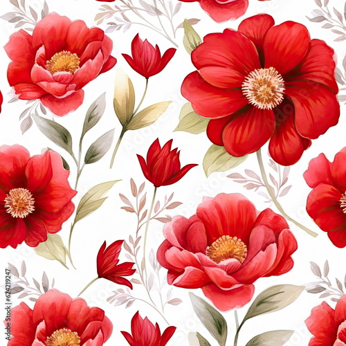 red flowers watercolor seamless patterns  watercolor picture of flowers  floral