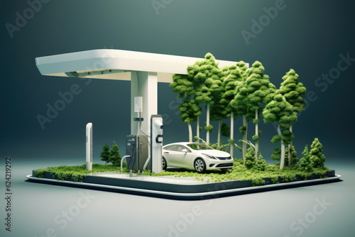Ev charging station, green energy power, ev car