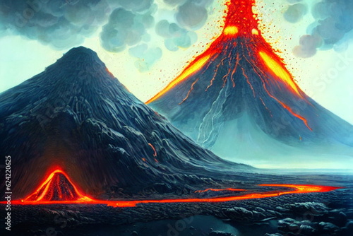 Volcano eruption Generative AI