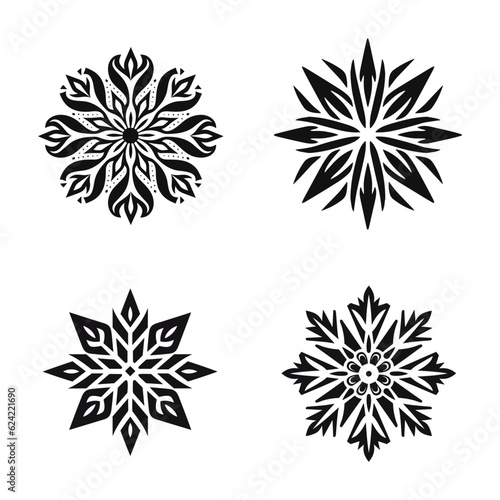 Snowflakes vector set isolated on white background