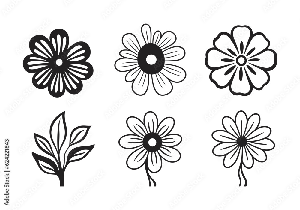 Obraz premium Set of flower design isolated on white vector illustration