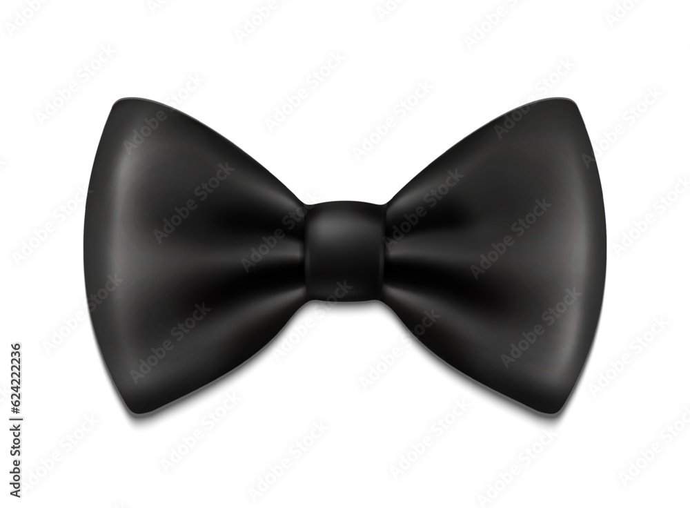 3d realistic vector icon illustration. Black neck tie silk bow. Isolated. 3d realistic vector icon illustration. Black neck tie silk bow. Isolated.