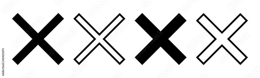 Close icon set illustration. Delete sign and symbol. cross sign Close icon set illustration. Delete sign and symbol. cross sign