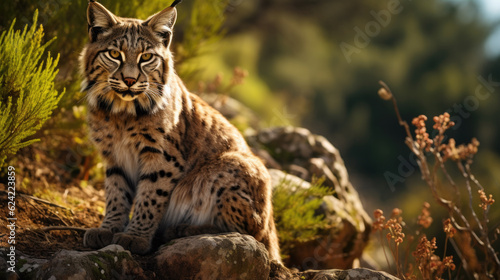 a wild cat like the iberian lux. Generative AI © jr-art