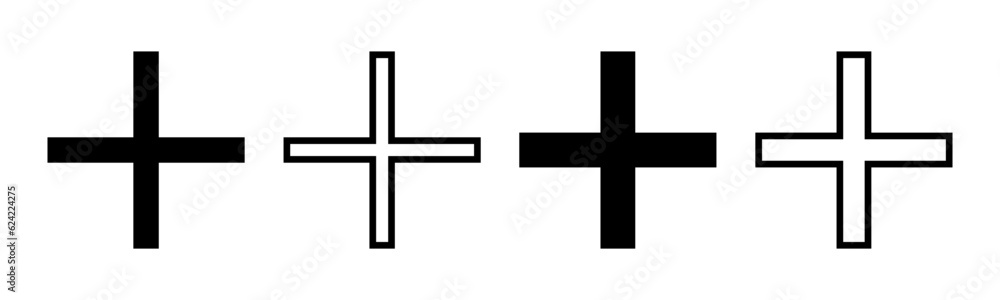 Plus Icon set illustration. Add plus sign and symbol Plus Icon set illustration. Add plus sign and symbol