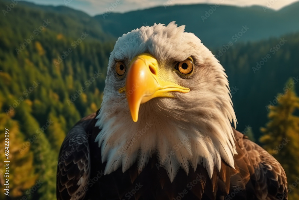 Fototapeta premium Bald Eagle, Wildlife Photography, Generative AI