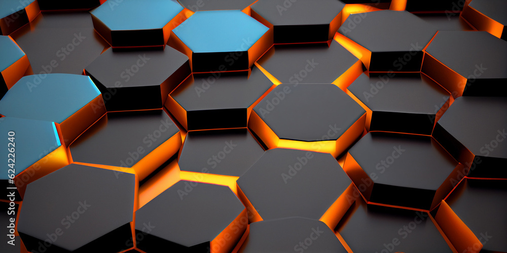 Texture or background in the form of multi-colored hexagonal three-dimensional cells, resembling honeycombs in their structure. Generative AI Texture or background in the form of multi-colored hexagonal three-dimensional cells, resembling honeycombs in their structure. Generative AI