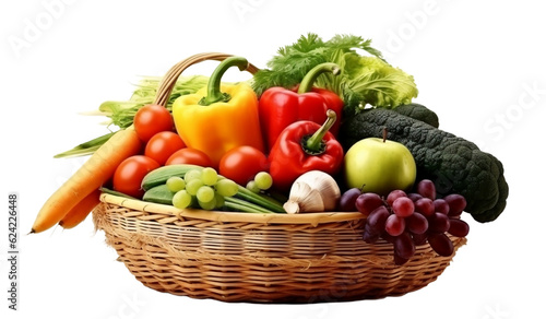 Assorted organic vegetables and fruits in wicker basket isolated on white background.00 × 3500 px) - 1