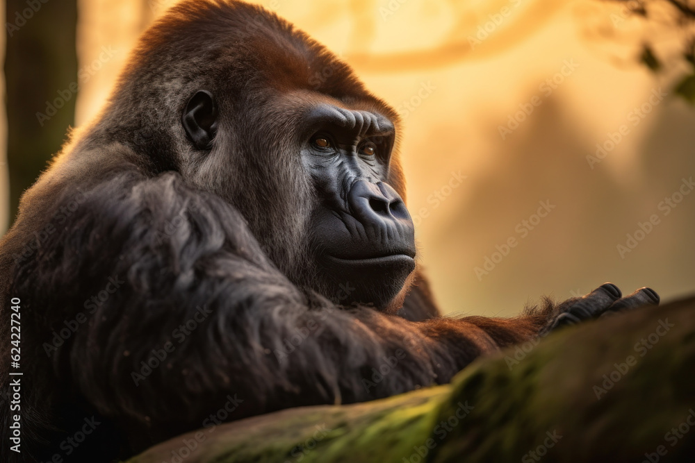 Obraz premium Gorilla, Wildlife Photography, Generative AI